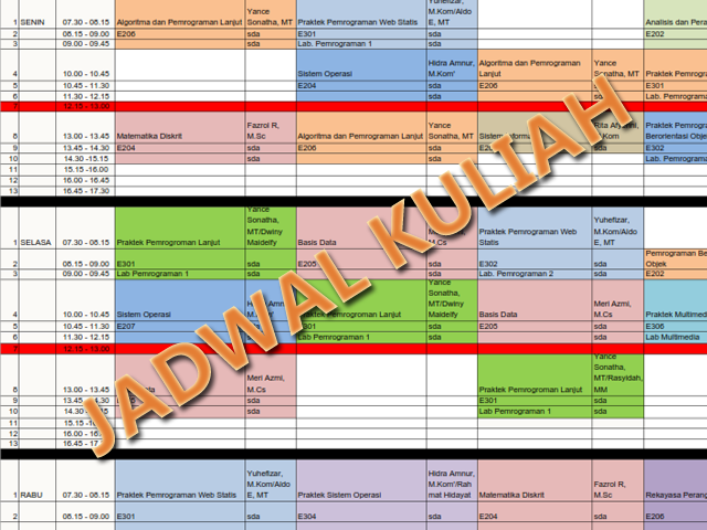 Jadwal Perkuliahan Semester Genap TA 2021/2022