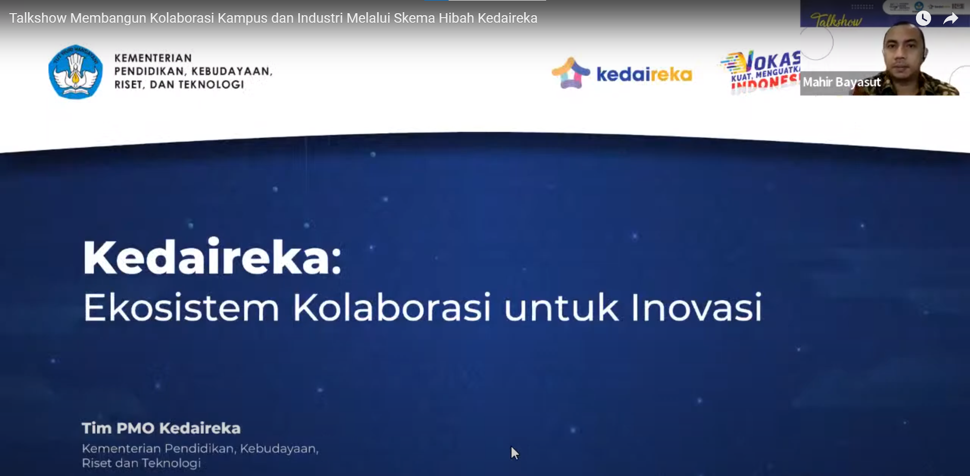 Talkshow Membangun Kolaborasi Kampus dan Industri melalui skema Hibah Kedaireka