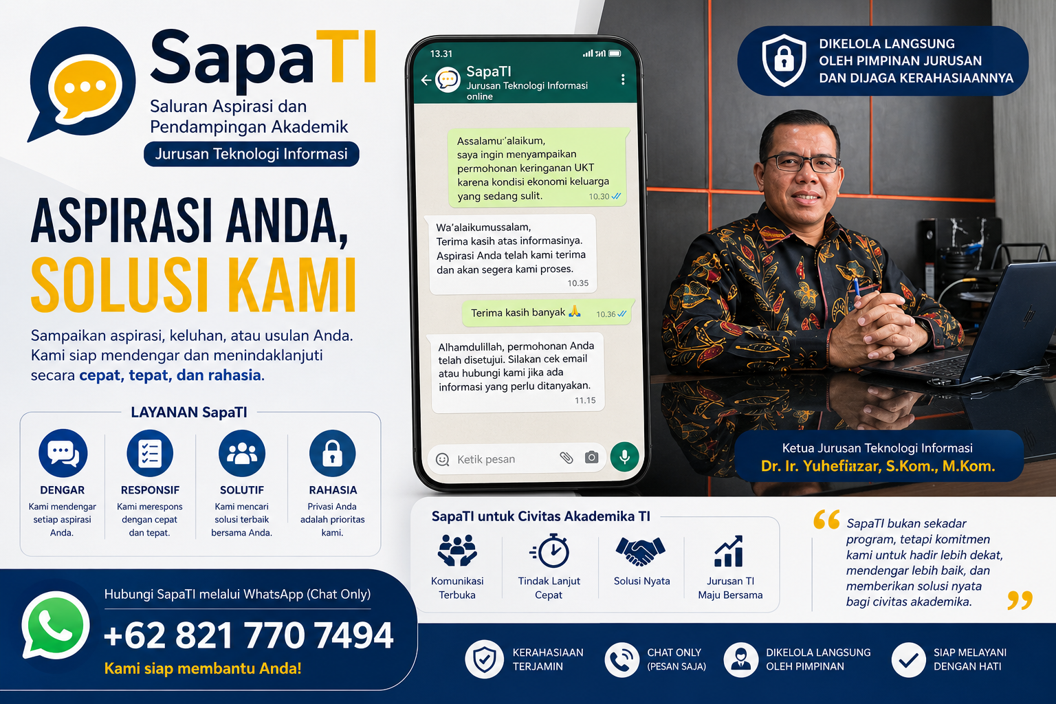 SapaTI Buktikan Diri: Dari Kanal Aspirasi Menjadi Solusi Nyata bagi Civitas Akademika TI SapaTI Buktikan Diri: Dari Kanal Aspirasi Menjadi Solusi Nyata bagi Civitas Akademika TI
