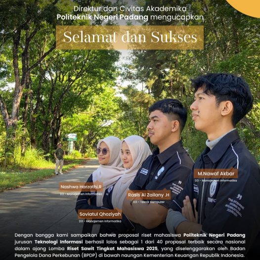 Mahasiswa Jurusan Teknologi Informasi PNP Lolos 40 Besar Nasional Lomba Riset Sawit 2025