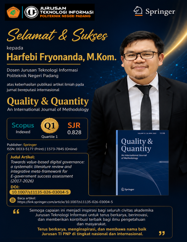 Budaya Riset Jurusan TI PNP Kian Menguat, Harfebi Fryonanda Publikasikan Artikel di Jurnal Springer Scopus Q1